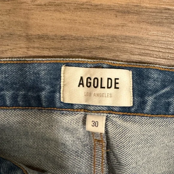 Agolde High Rise Blue Denim Jeans - Picture 2 of 2